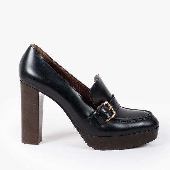 Marni Black Platform Buckle Loafer Pumps - Picture 4 of 9
